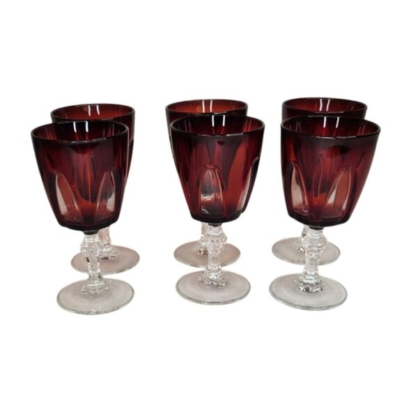 Cristal DArques Durand Ruby Wine Glasses Set Of 6 Gothic Arches Discontinued - Picture 1 of 12